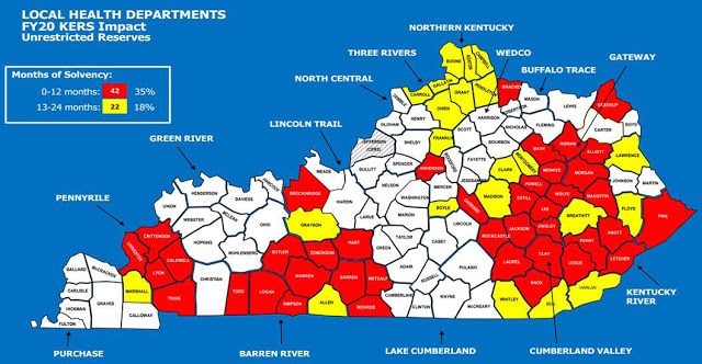 Kentucky health departments map