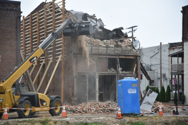 Building demolition on Sixth Street