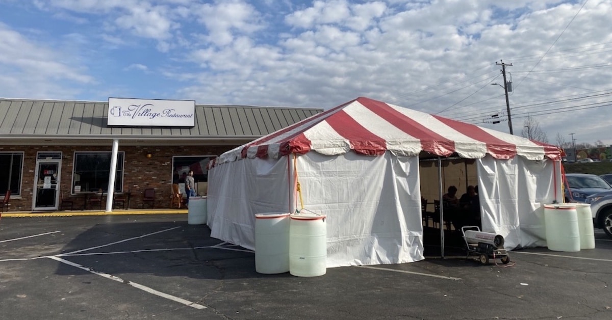 restaurant tent at The Village in Hopkinsville