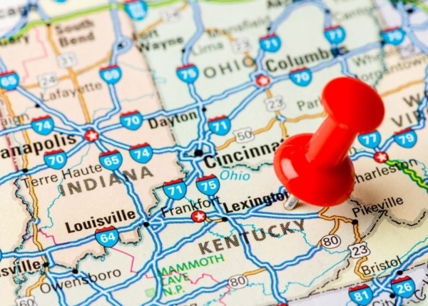 kentucky roap map pinned