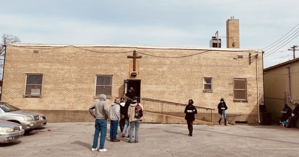 line outside Salvation Army