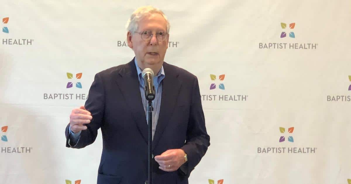 Sen. McConnell touts vaccines, defends Georgia election reform law in Paducah