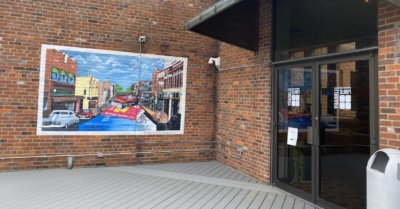 library patio mural feature
