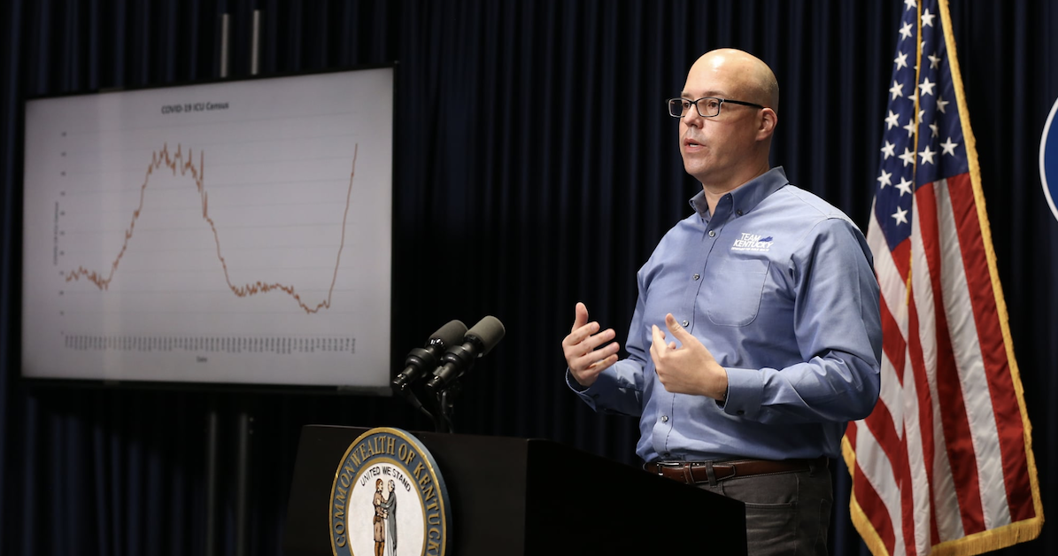 Kentucky public health commissioner steven stack at podium