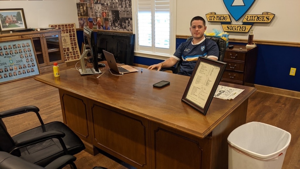 Murray State University student at a desk