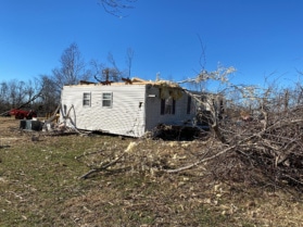 A destroyed residence on Boddie Road between Dawson and Lovelady lanes in South Christian was among the damage surveyed by the National Weather Service in Paducah. (National Weather Service photo)