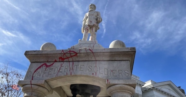 defaced confederate monument feature