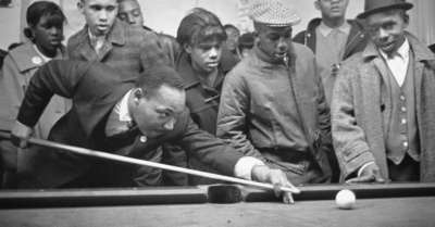 Martin Luther King Jr playing pool