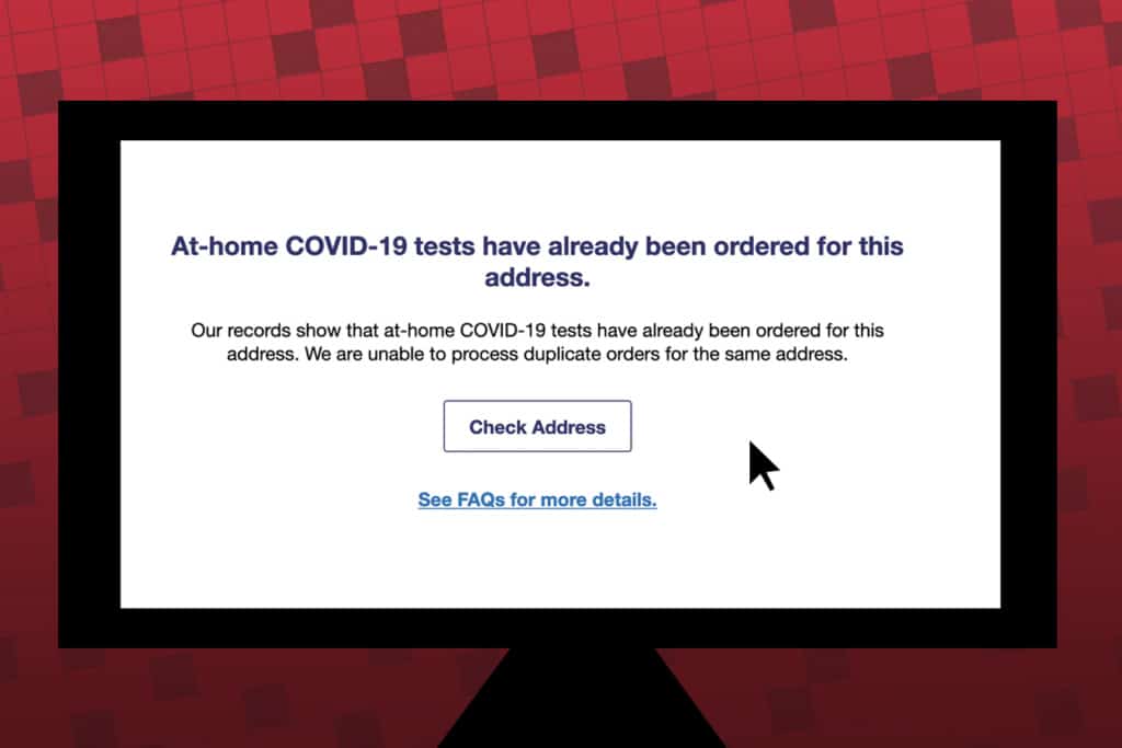 covid website test error