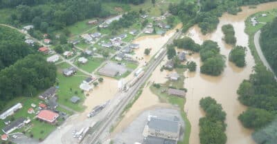 Devastating flooding in eastern Kentucky is captured during a fly over on Friday, July 29, 2022. (Governor's office photo)