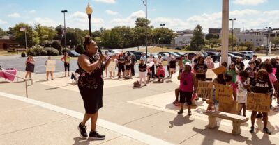 Sheila Smith-Anderson addressed the rally on July 4, 2022, at the Christian County Justice Center. (Photo by Jennifer P. Brown)