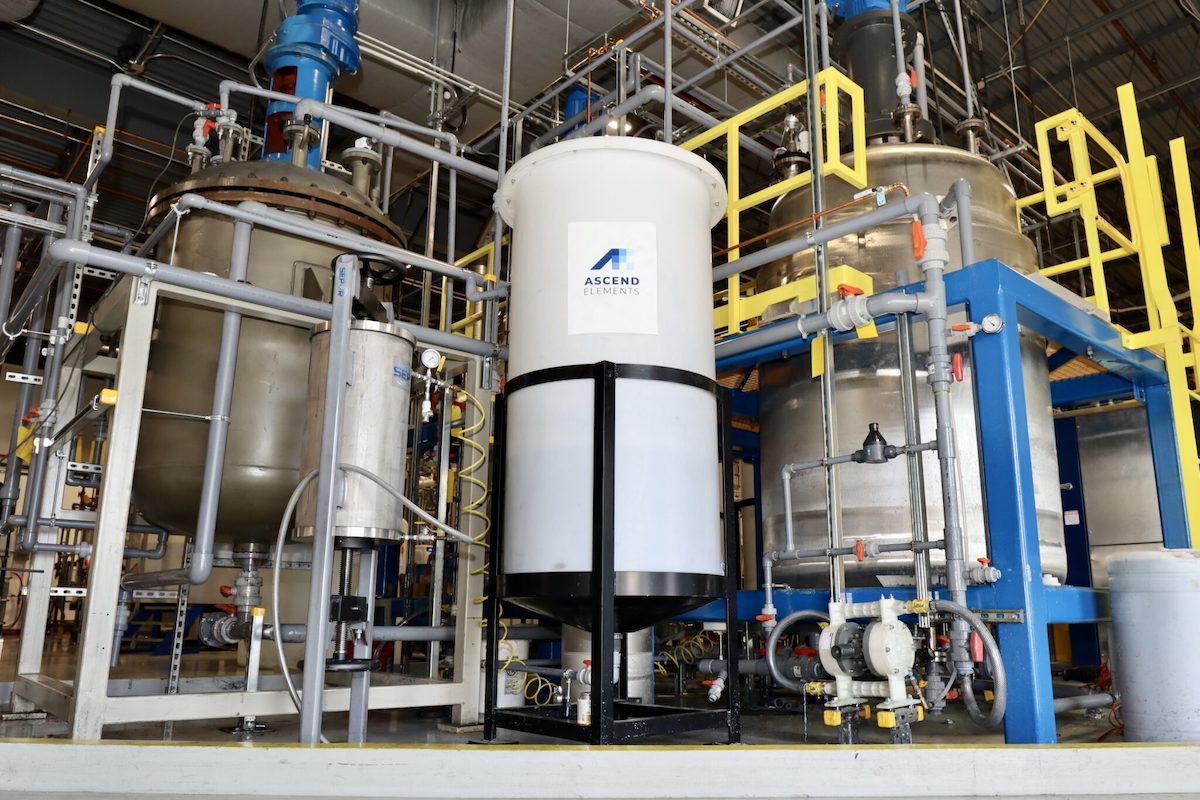 Hydro-to-Cathode leaching tanks at the Ascend Elements facility in Westborough, Massachusetts. (Ascend Elements photo)