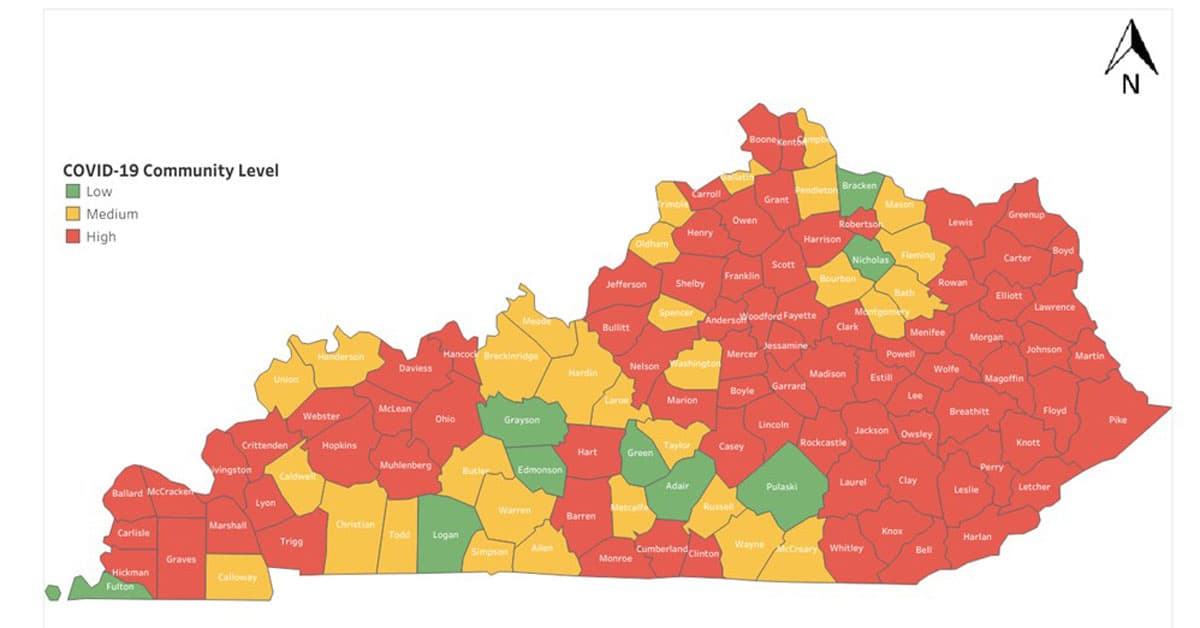 Kentucky COVID Map 080522 