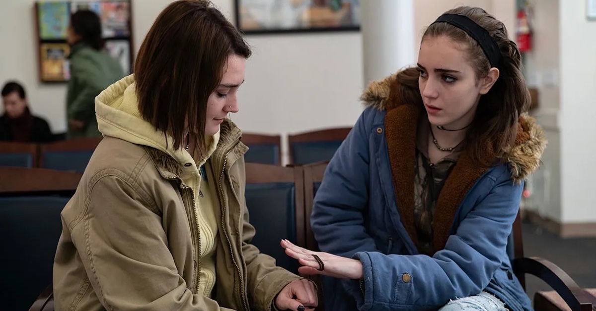 Sydney Flanigan as 'Autumn' and Talia Ryder as 'Skylar' in a scene from "Never Rarely Sometimes Always" (Credit: Focus Features).