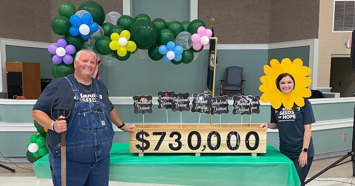 Lucas Stagner and Whitney Stewart dressed for the Planting Seeds of Hope Theme at the 2022-23 United Way campaign kick-off breakfast on Sept. 22, 2022, at the Christian County Senior Center. (Facebook photo)