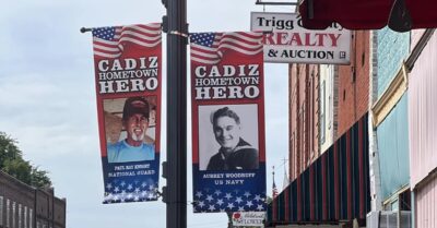 "Hometown Hero" banners adorn the streets of Cadiz. (Photo by Janelle Nichols, City Of Cadiz)