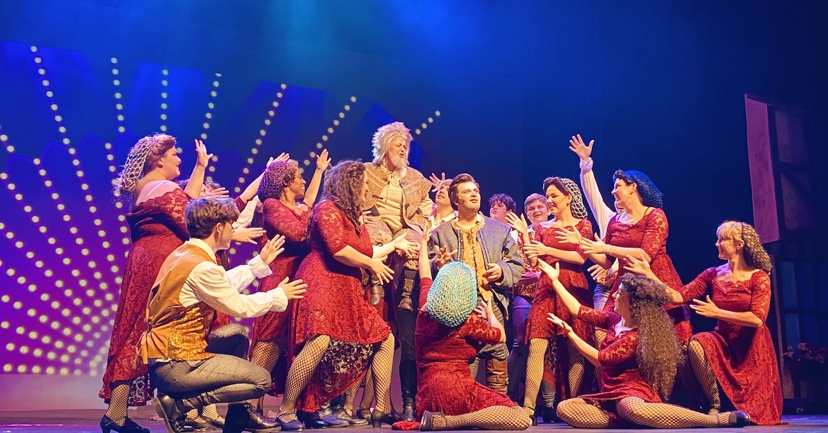 The cast of "Something Rotten!" during a dress rehearsal on Oct. 18, 2022, at the Alhambra Theatre. (Hoptown Chronicle photo by Jennifer P. Brown)