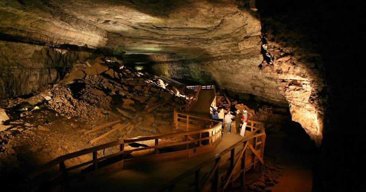 Visitors stroll through one of the tunnels in Mammoth Cave. (National Park Service photo)