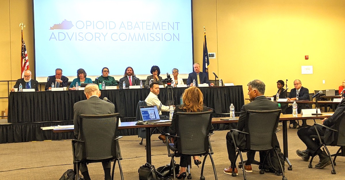 The Opioid Abatement Advisory Commission members met Monday, July 17, in Frankfort. (Kentucky Health News photo by Melissa Patrick)