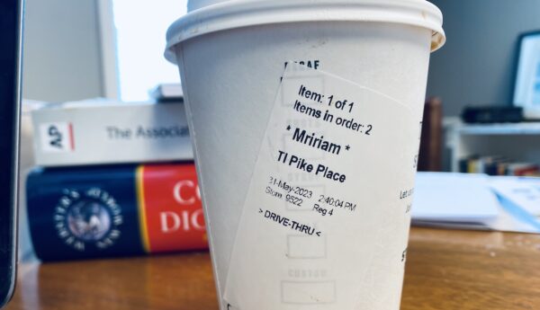 starbucks cup with ancestors name