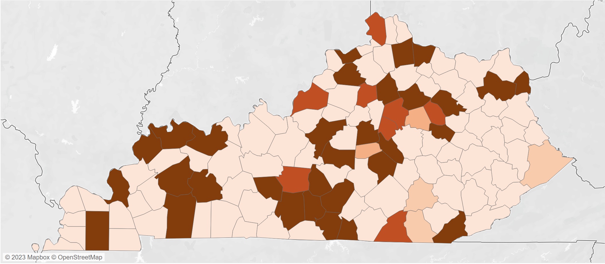 Kentucky heat incident map