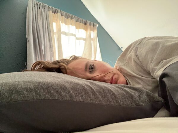 reporter sarah ladd laying down