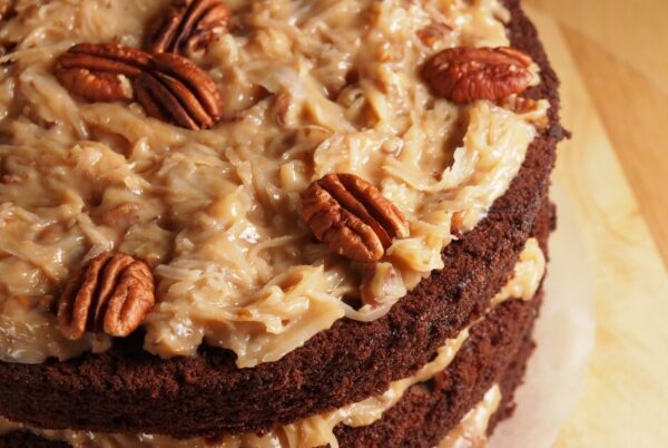 pecan frosting on german chocolate cake