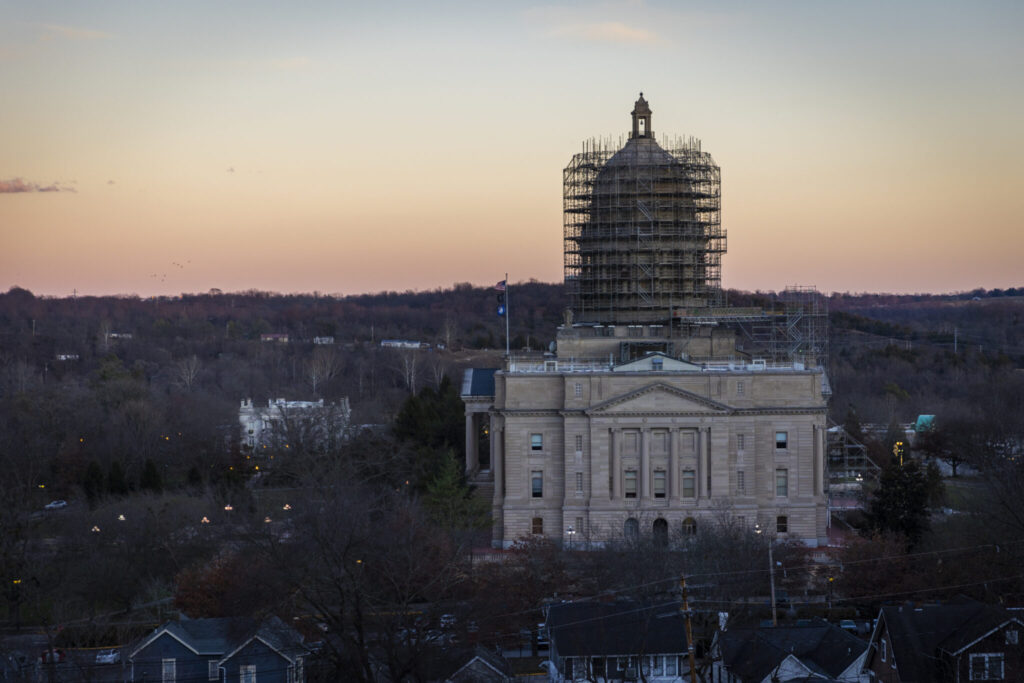 The Kentucky State Capitol in Frankfort, Kentucky, on Jan. 4, 2023. (Kentucky Lantern photo by Arden Barnes)
