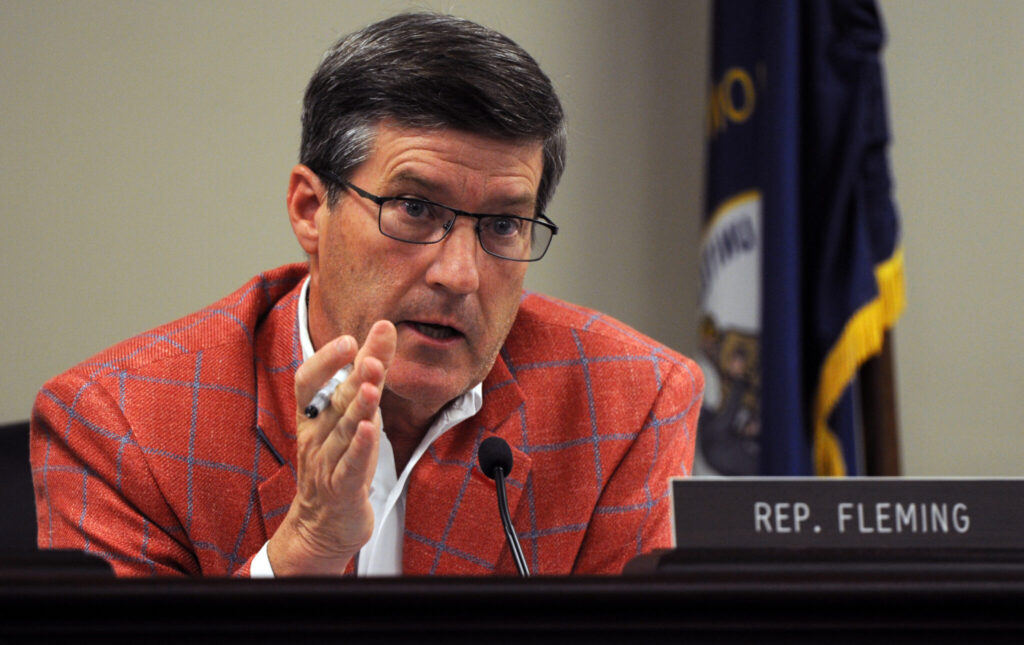 FRANKFORT, June 7–  Co-chair Rep. Ken Fleming, R-Louisville, asks members of the Public Protection Cabinet about funding guidelines and structure regarding disaster relief funds during the Budget Review Subcommittee on General Government, Finance, Personn ... (LRC Public Information photo)