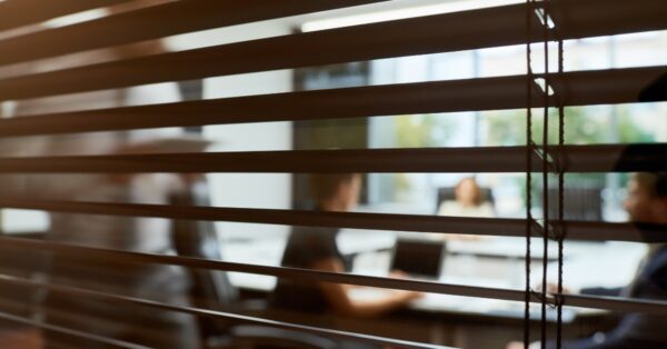 secret meeting behind blinds