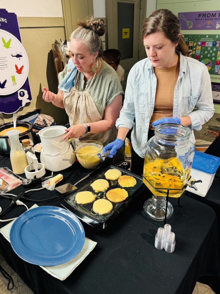 alissa keller and grace abernethy cooking old recipes during hopkinsville demonstration