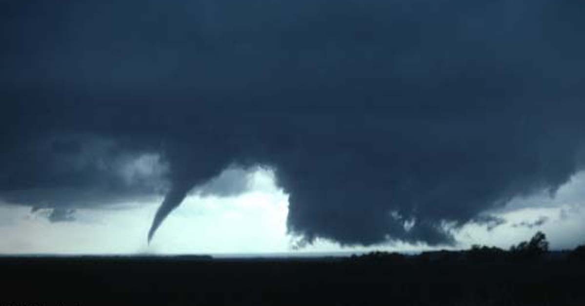 A tornado seen April 19, 1977, at Lakeview, Texas. (Photo courtesy of National Severe Storms Laboratory)