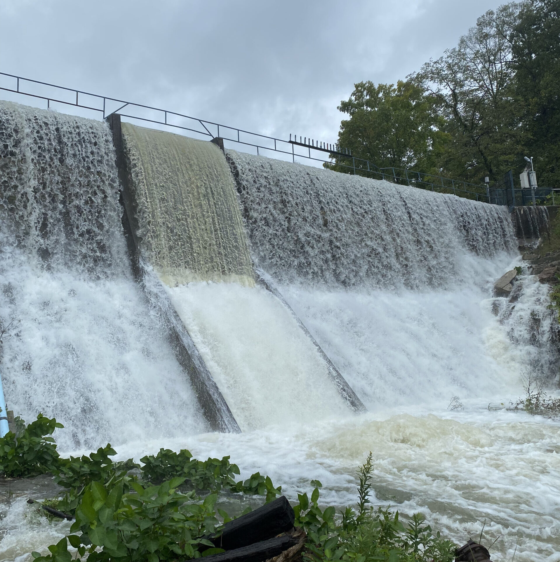 The Elkhorn Lake dam in Letcher County in late September after rains brought on by Hurricane Helene. It was ranked as the state’s top priority for repairs in a recent report to the Kentucky legislature. (Photo courtesy of Jenkins Mayor Todd DePriest)