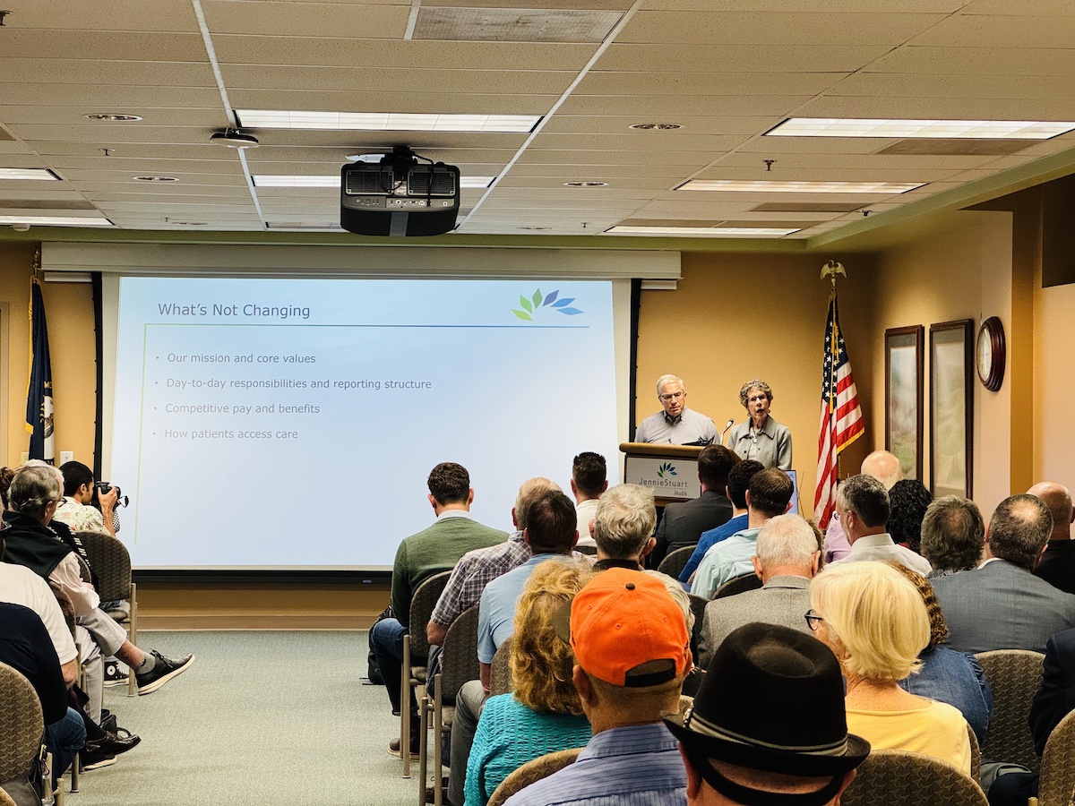 Approximately 100 people attended an open meeting on Wednesday, Oct. 30, 2024, at Jennie Stuart Medical Center. (Hoptown Chronicle photo by Jennifer P. Brown)