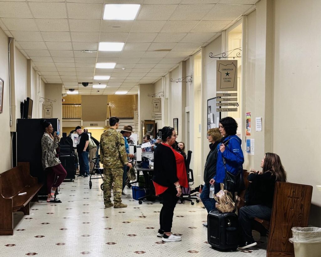 Local election officials at courthouse