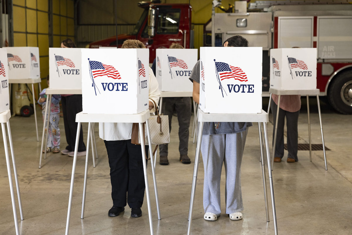 People vote in the Halifax Volunteer Fire Department on Tuesday, Nov. 5, 2024, in Allen County, Ky. (Austin Anthony for The Kentucky Lantern)