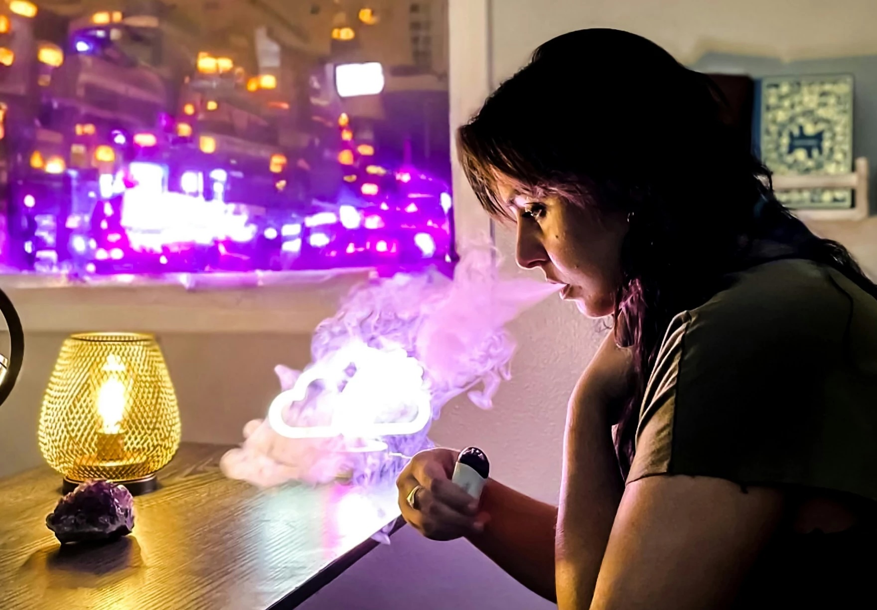 young woman vaping