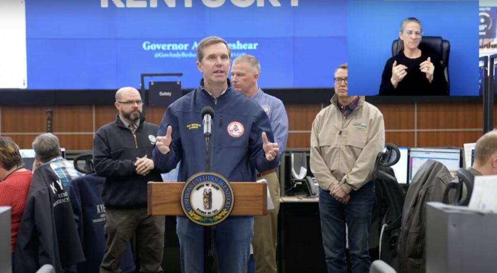 Gov. Andy Beshear at disaster briefing