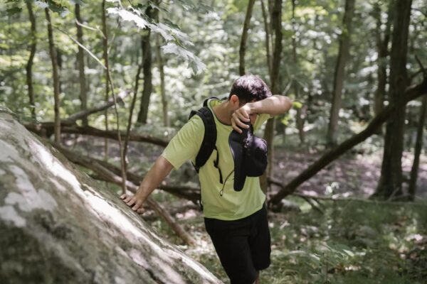 hot sweating hiker in heat