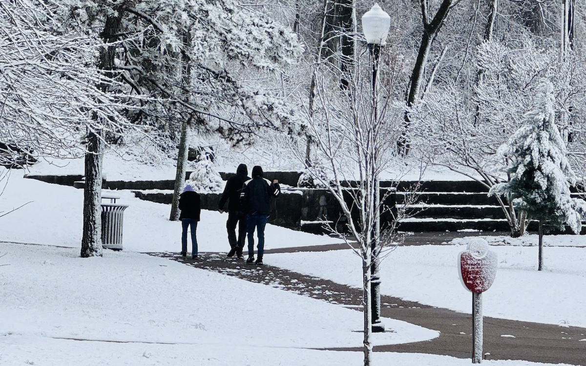 Walkers head to the Hopkinsville Greenway next to the public library on Feb. 16, 2025. (Hoptown Chronicle photo by Jennifer P. Brown)