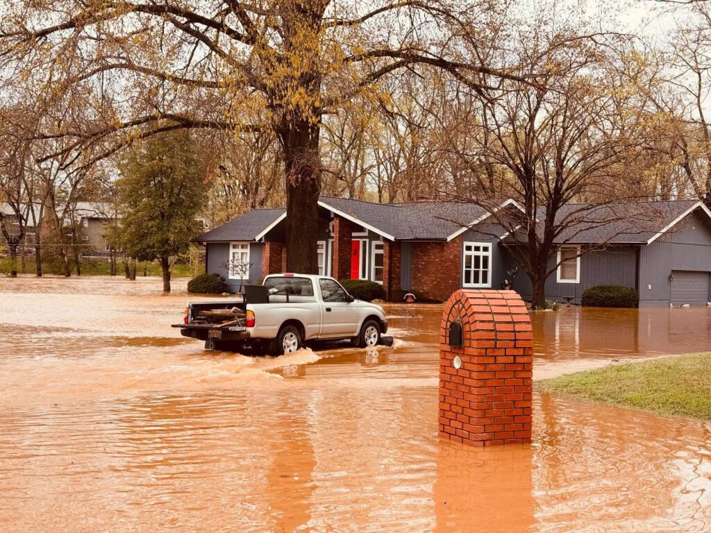 Flooding house and truck