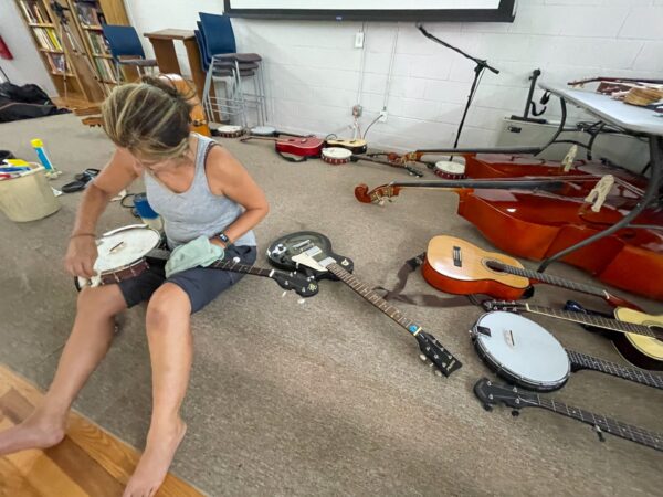 woman with instruments