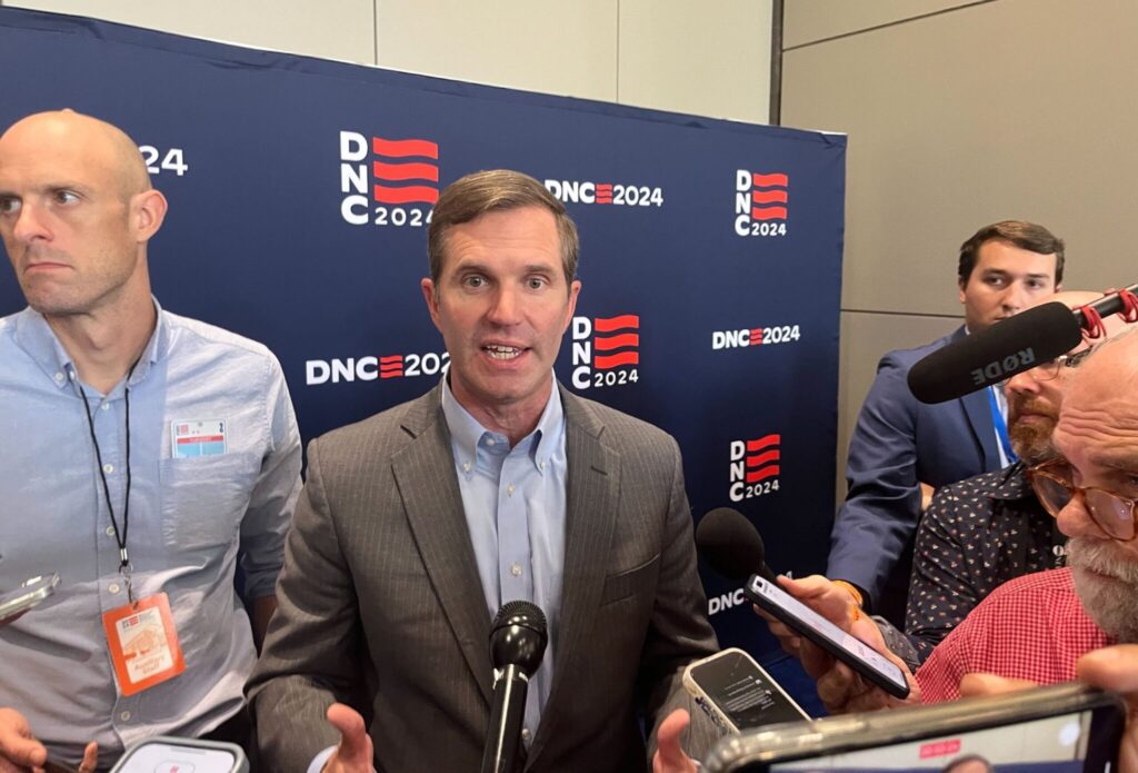 Beshear talking to reporters