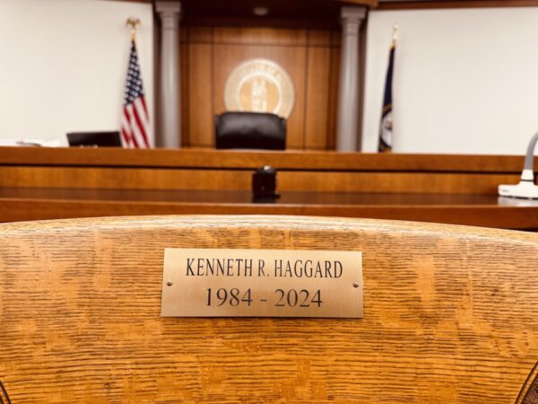 plaque with text kenneth r. haggard 1984-2024