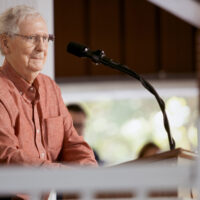 mitch mcconnell in front of mic