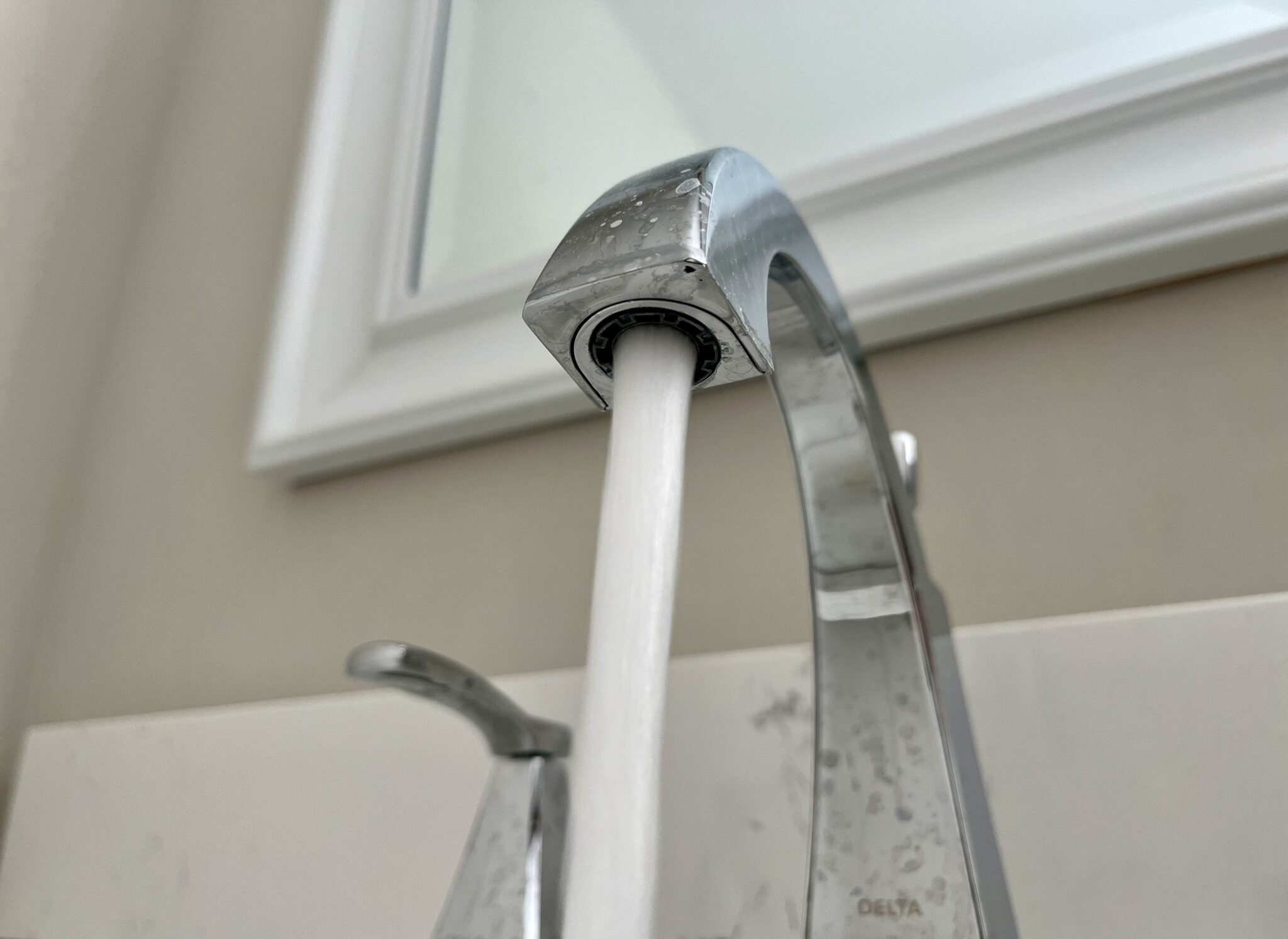 faucet with water running