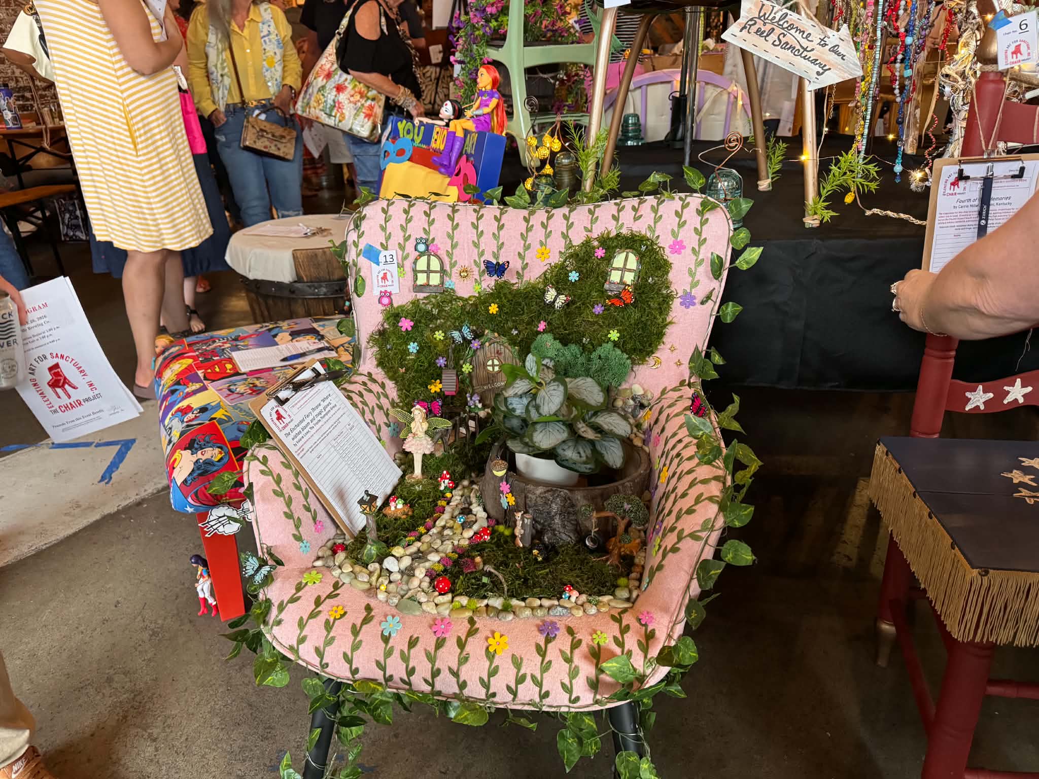 chair with fairies and moss