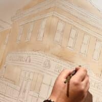 hand painting sepia painting of alhambra theatre in hopkinsville