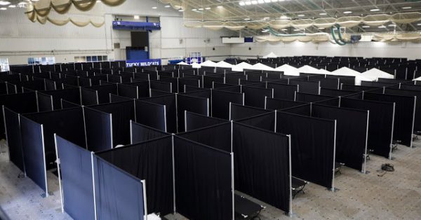 Nutter field house being transformed into 400 bed hospital on April 9, 2020 . Photo by Mark Cornelison | UKphoto