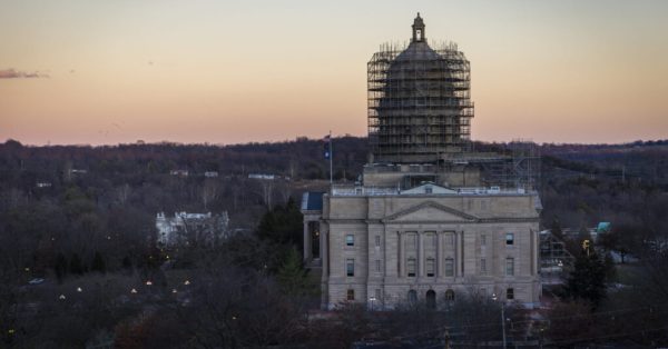 The Kentucky State Capitol in Frankfort, Kentucky, on Jan. 4, 2023. (Kentucky Lantern photo by Arden Barnes)